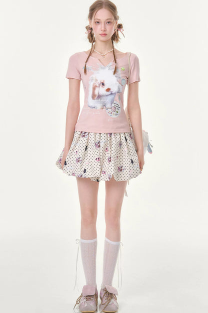 Heart Rabbit Polka Dot Skirt