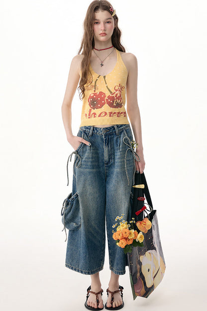 Cargo-Jeans mit weitem Bein