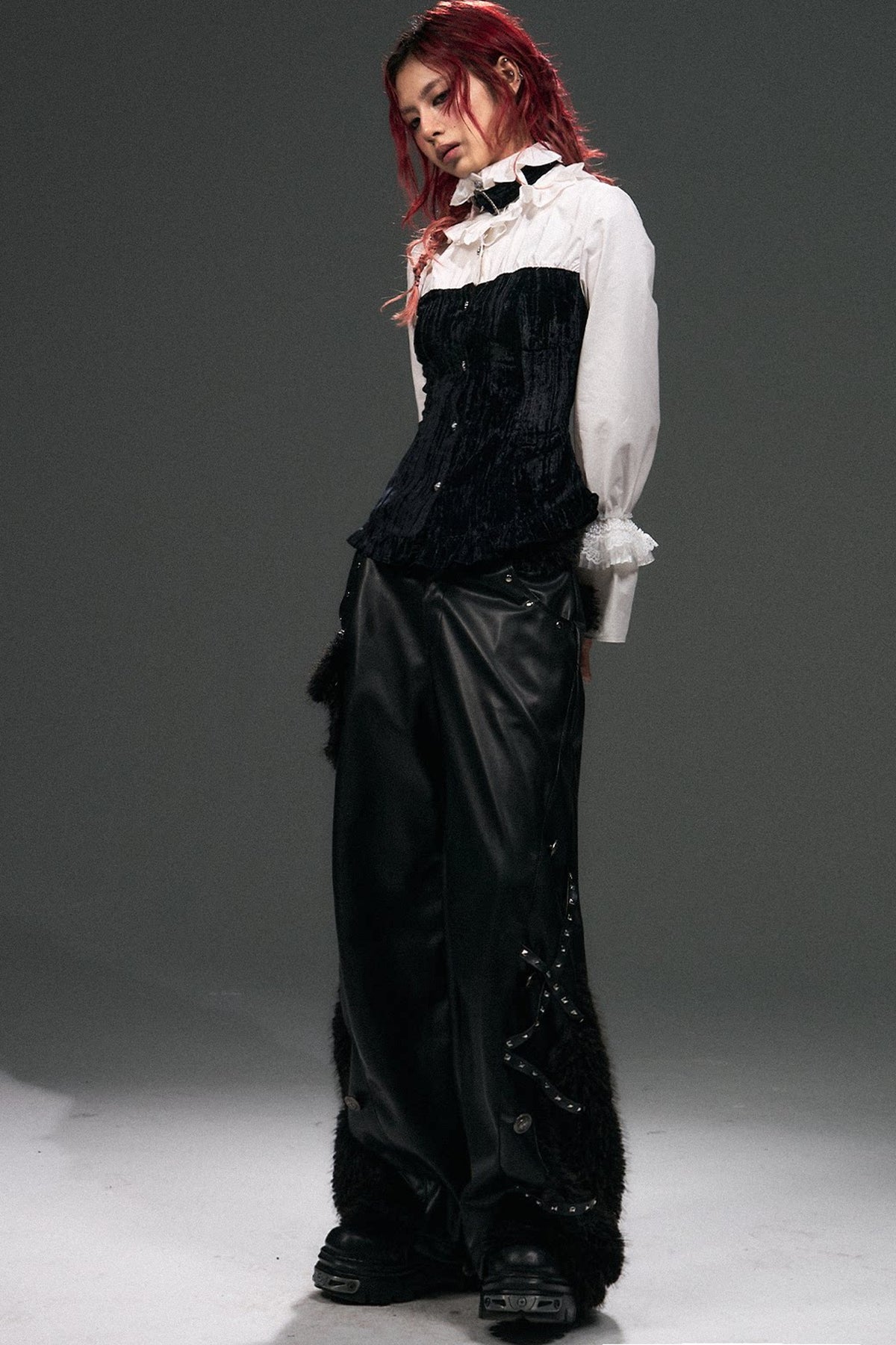 Retro Punk Velvet Bell Sleeve Shirt