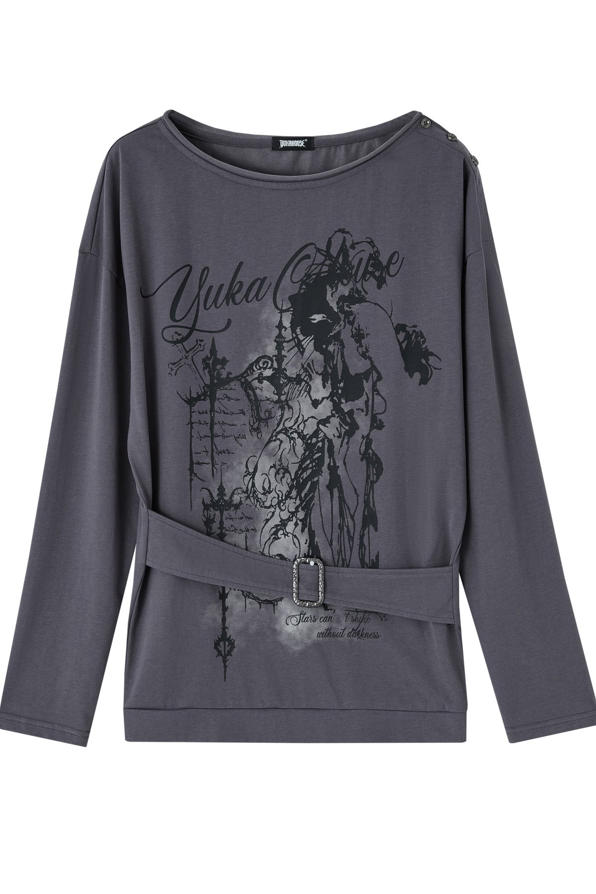 Style Printed Off-Shoulder Long-Sleeve T-shirt