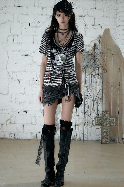 Vintage Asymmetrical Printed Top