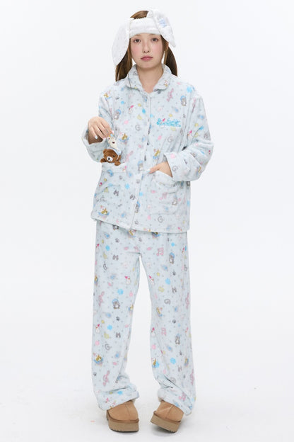 Octopus Print Flannel Pajama Set