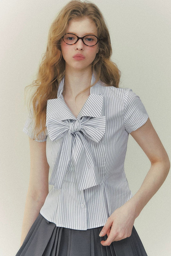 Art Girl Striped Bow Blouse