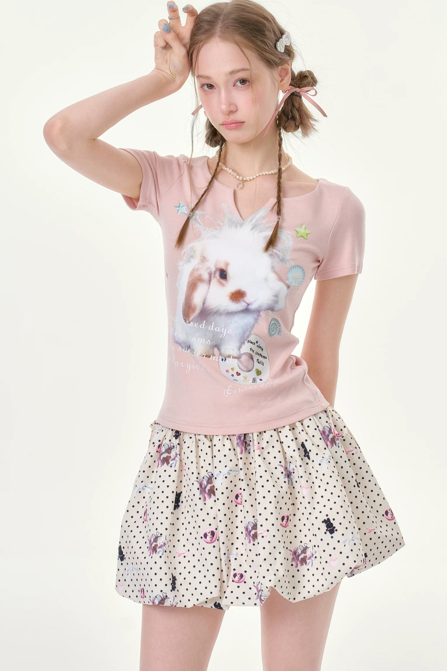 Fuzzy Bunny V-Neck Top