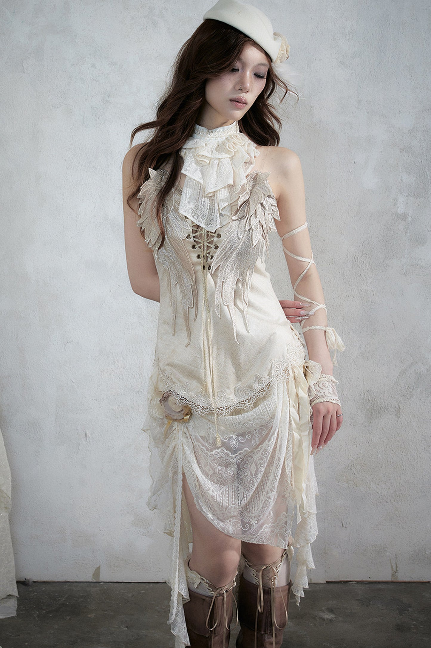 Retro Suede Embroidered Bustier Vest