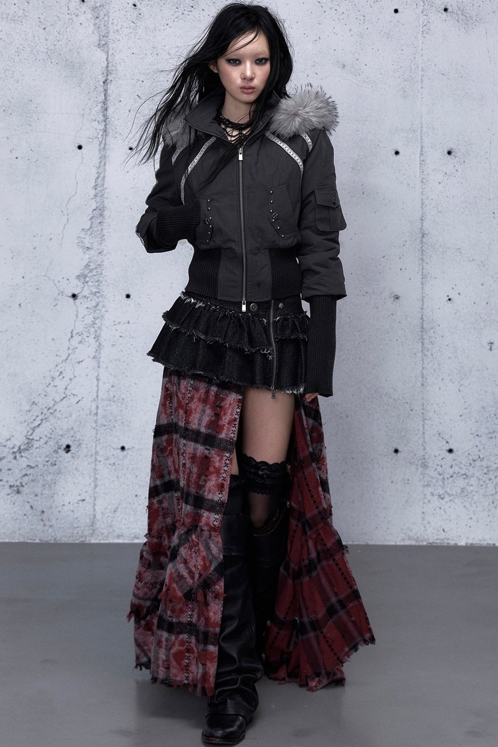 Hooded Fur Collar Parka Outer
