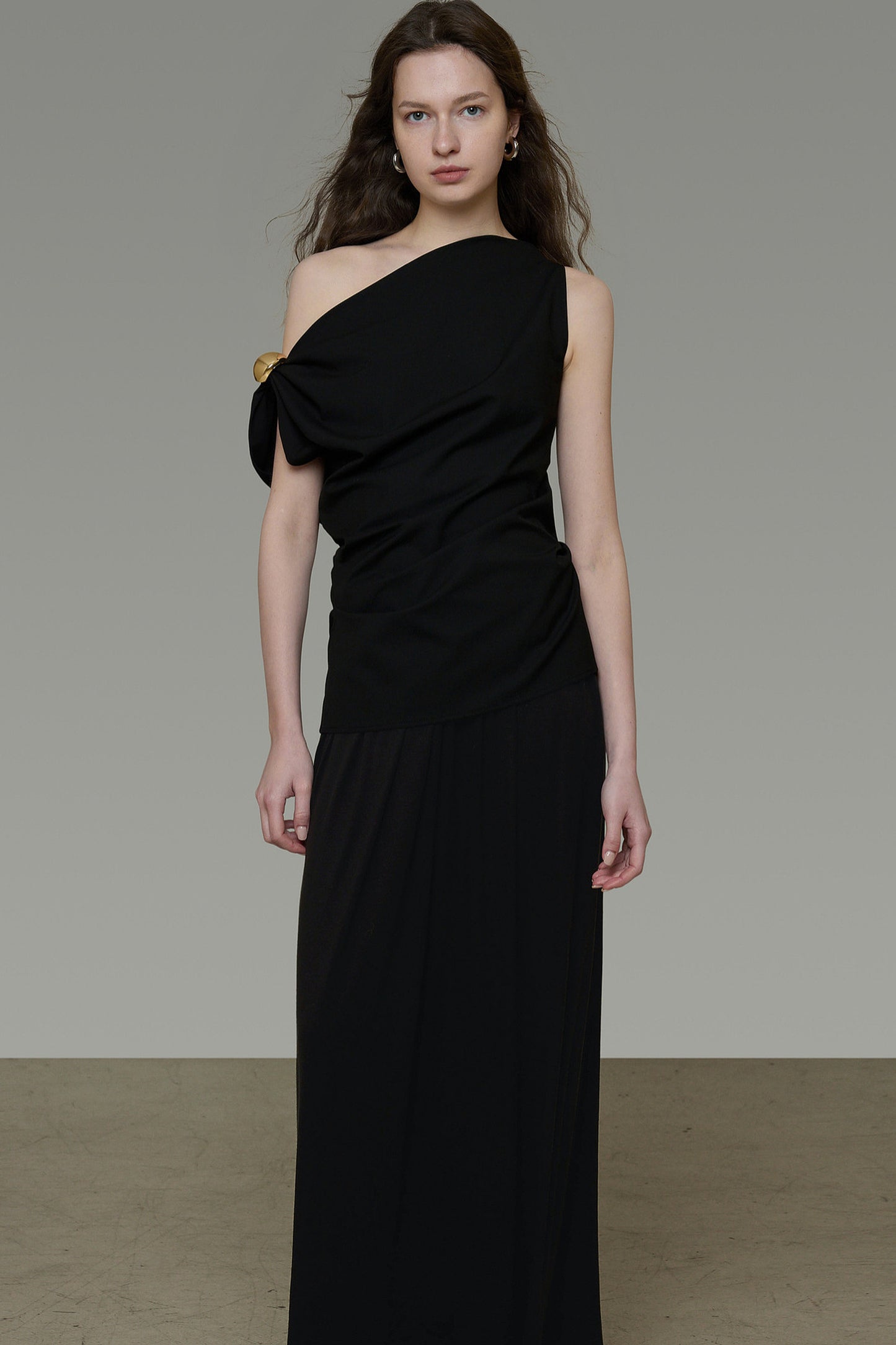 Asymmetrical Black A-Line Dress