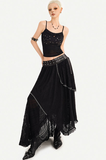 Star Embellished Camisole Cardigan And Long Skirt Set-Up