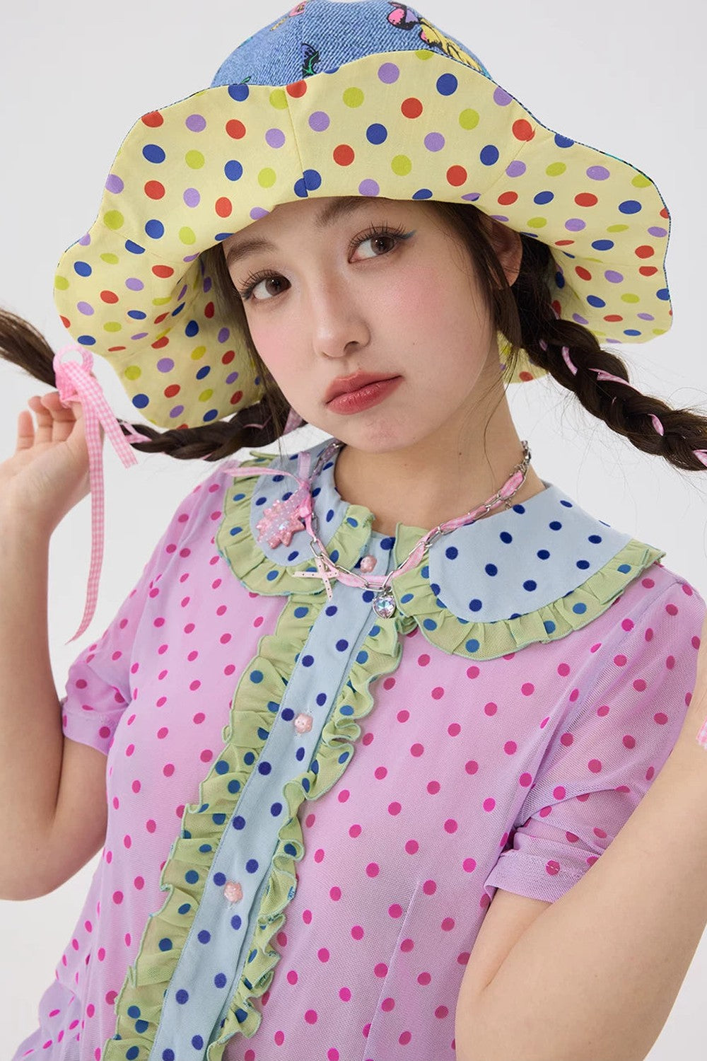 Chemisier violet à pois floqués
