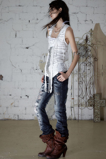 Sequin Rhinestone Halter Top