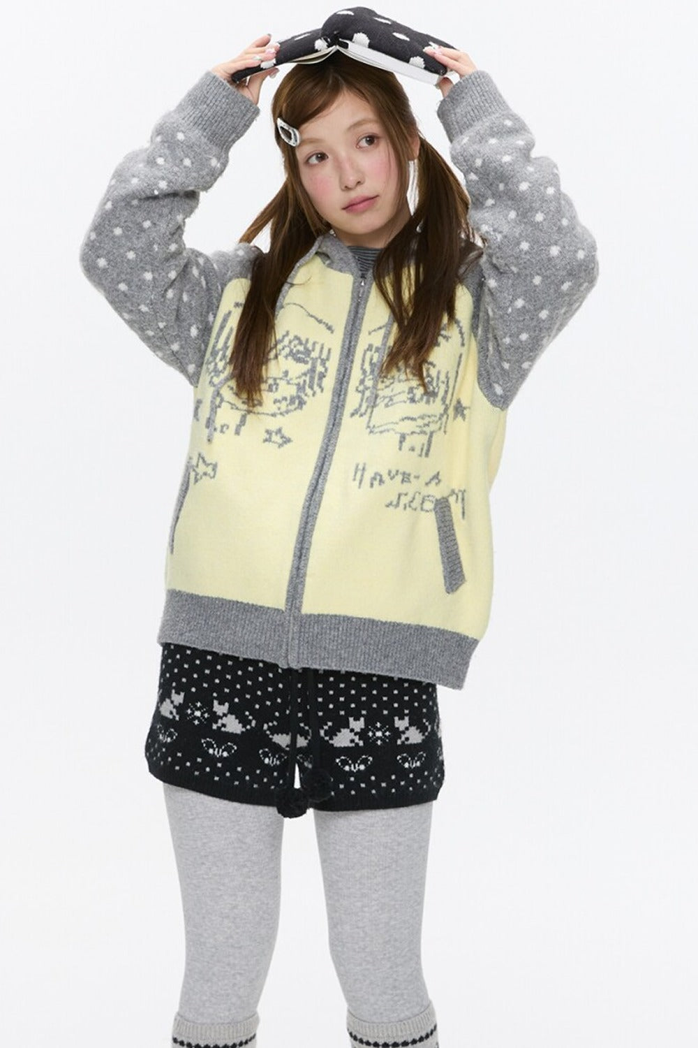High-Waisted Snowflake Polka Dot Shorts