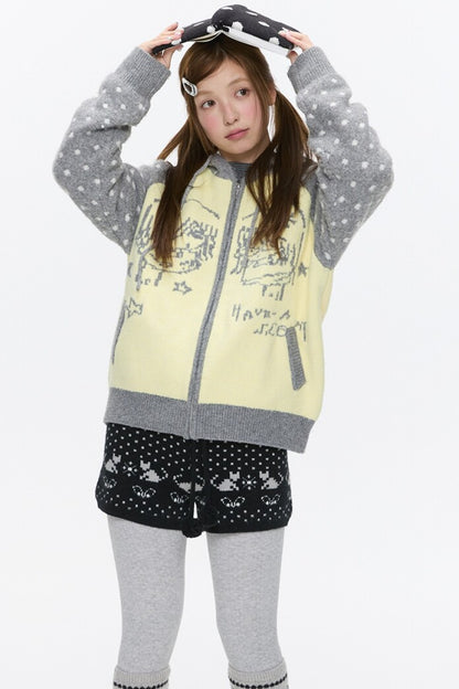 High-Waisted Snowflake Polka Dot Shorts