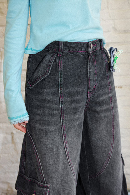 Vintage Wide-Leg Cargo Jeans