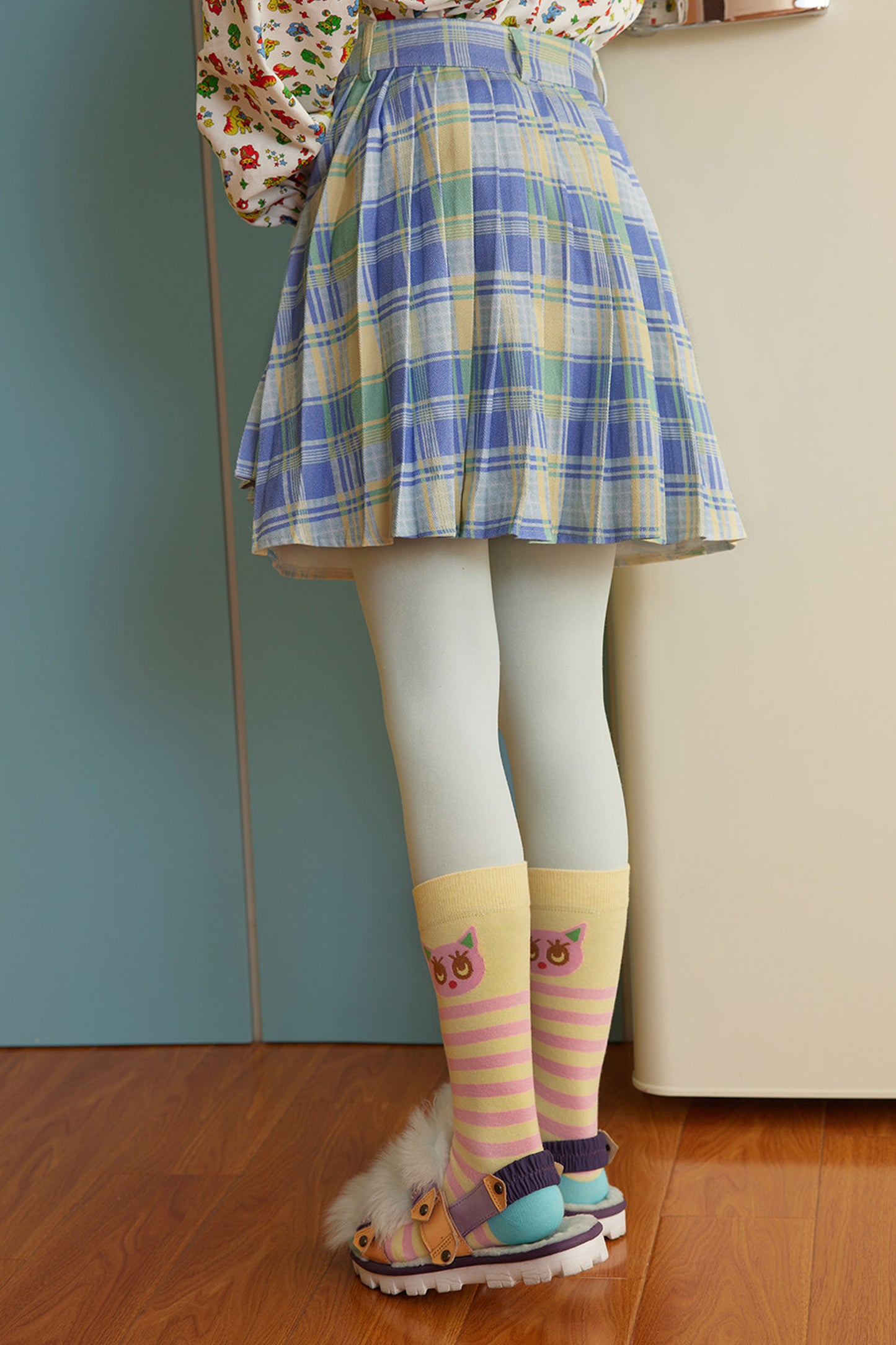 Ensemble de chaussettes mi-mollet à rayures colorées avec ours