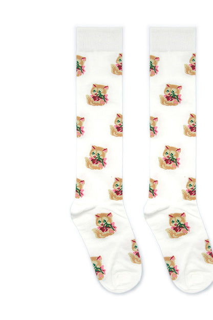 Kitten Knitted Mid-Calf Socks