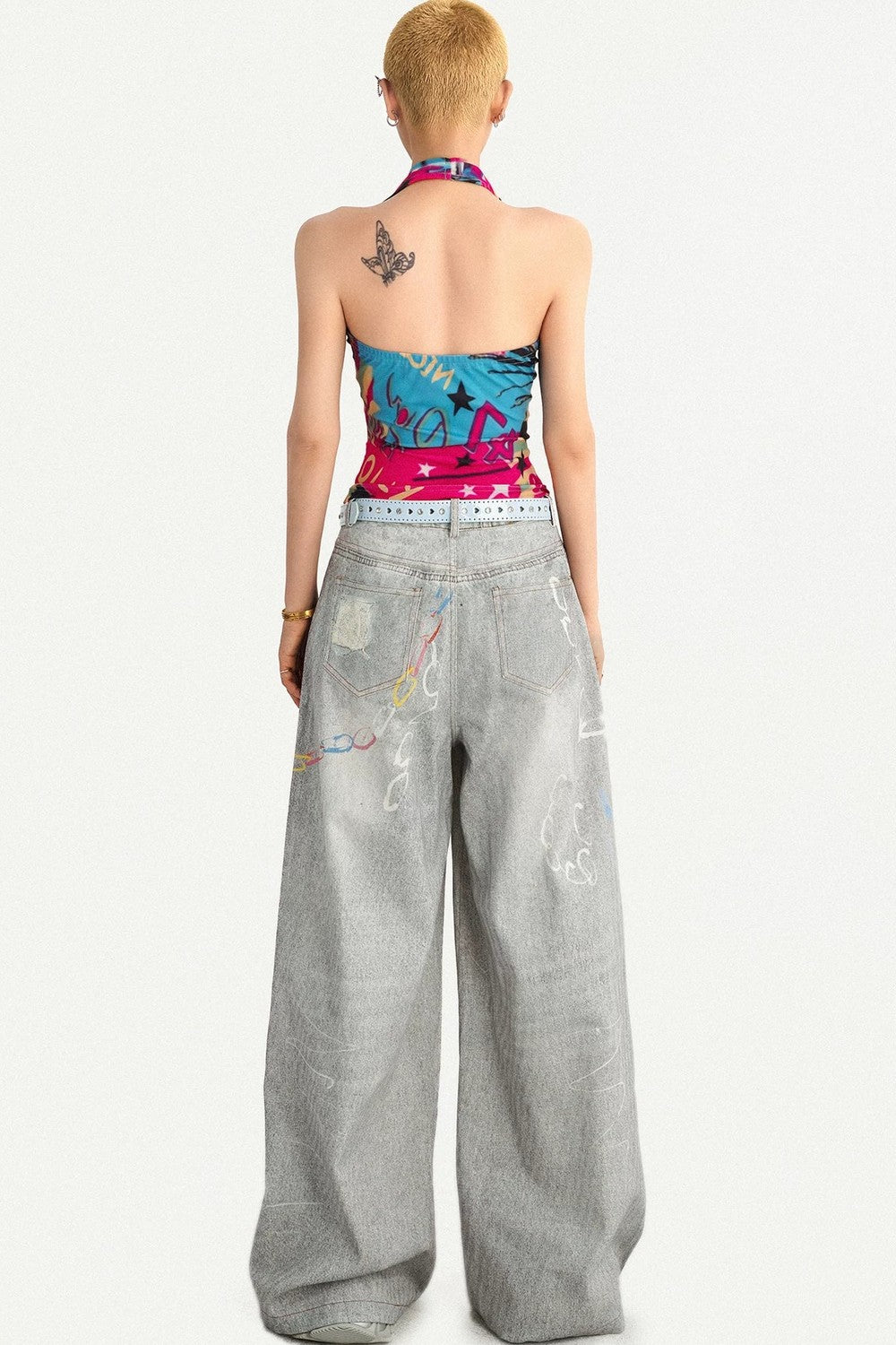 Graffiti Halter Backless Top