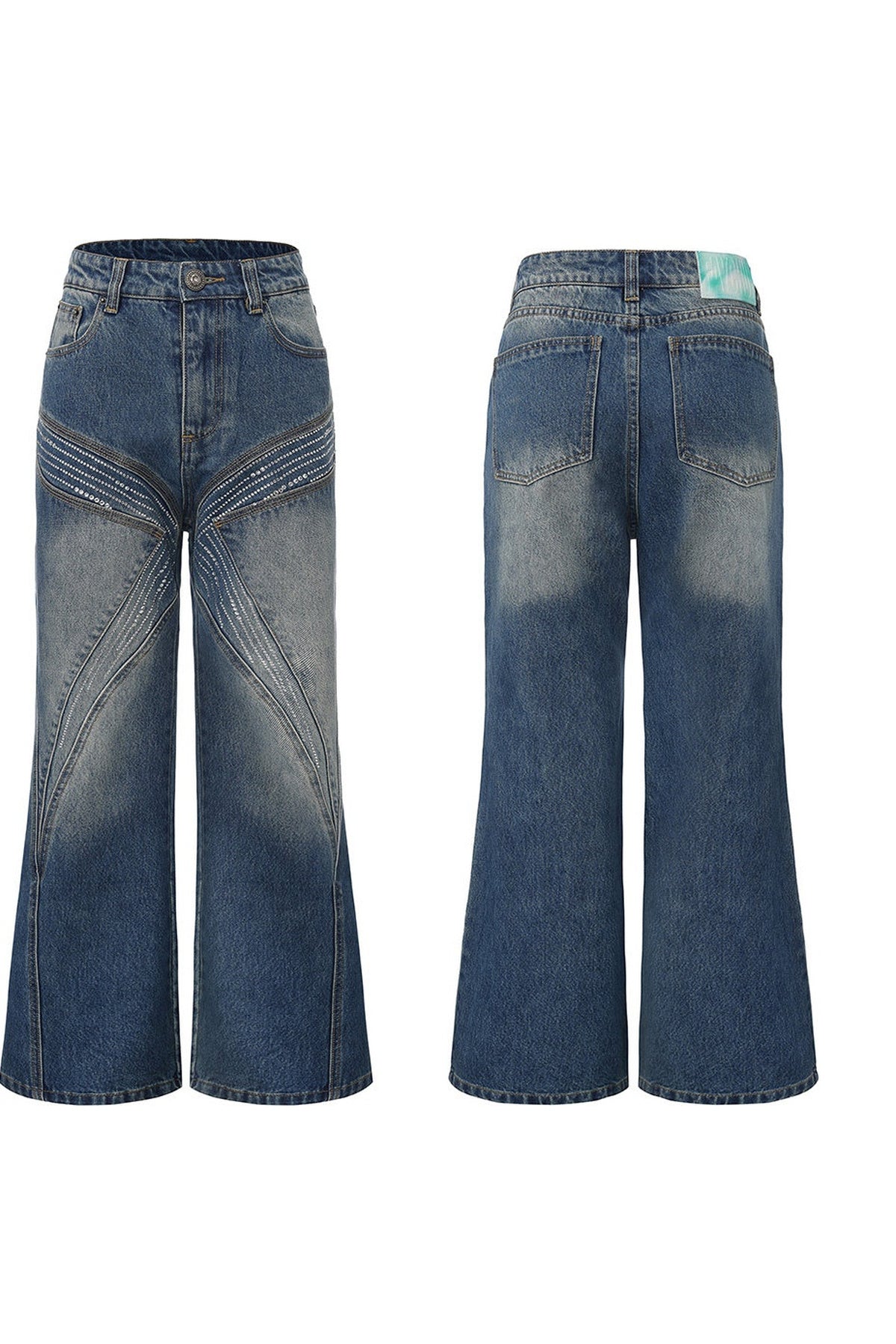 Butterfly Rhinestone Straight Jeans