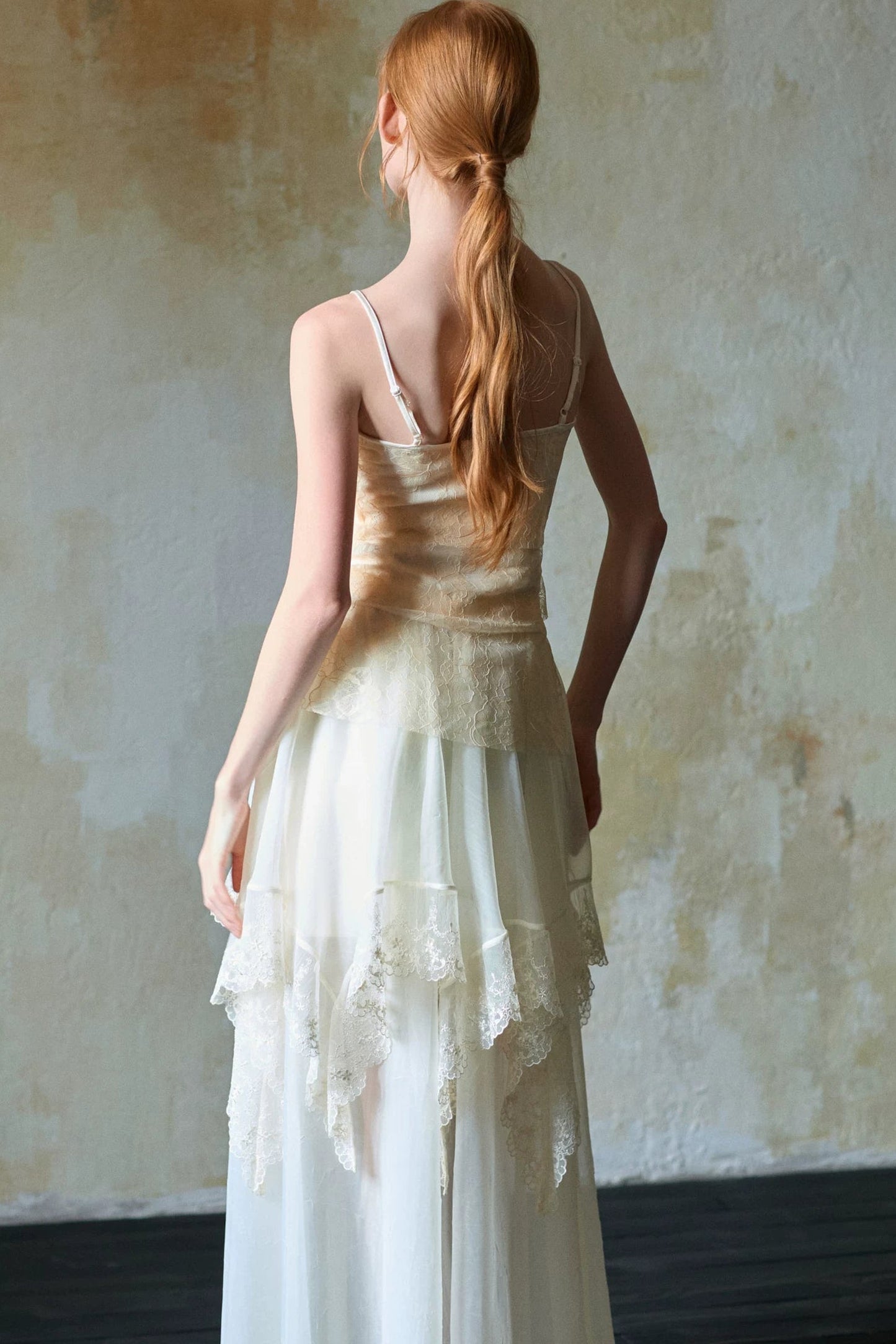 Beige Lace Bow Camisole Set-Up