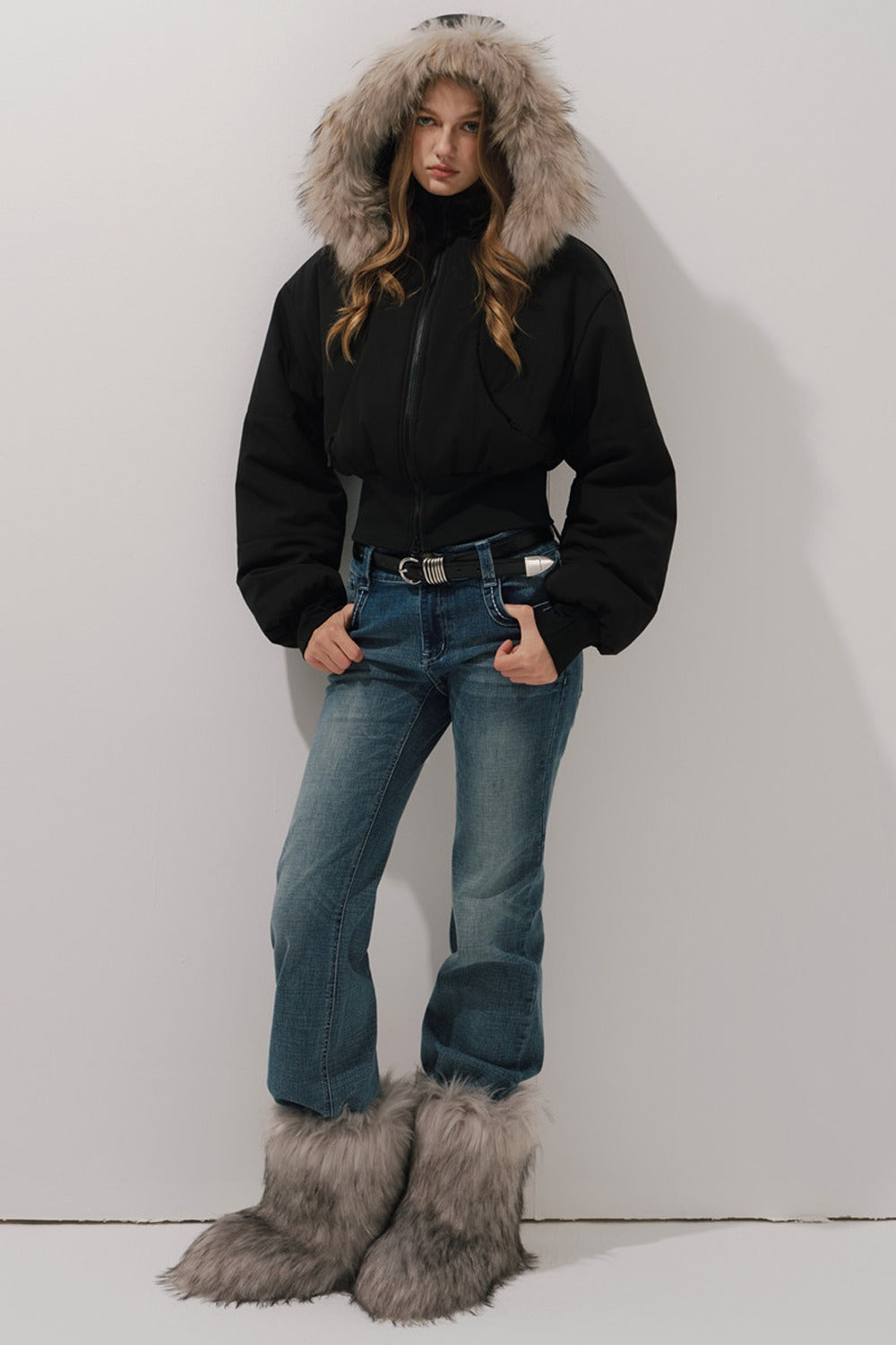 Black Winter Cotton Coat
