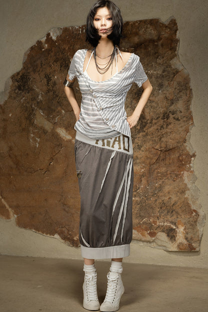 Asymmetrical Striped Knit Top