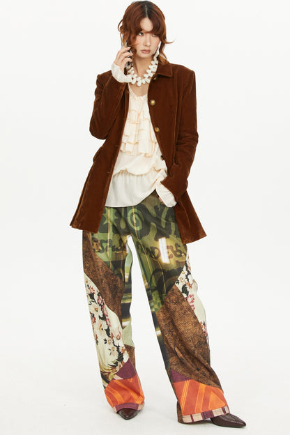 Brown A-Line Long Coat