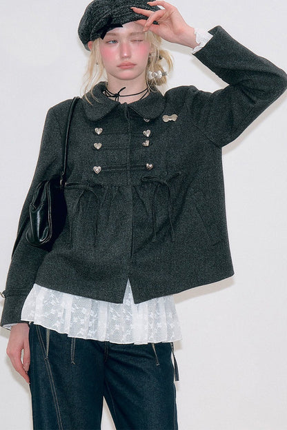 Doll Collar Bow Wool Coat
