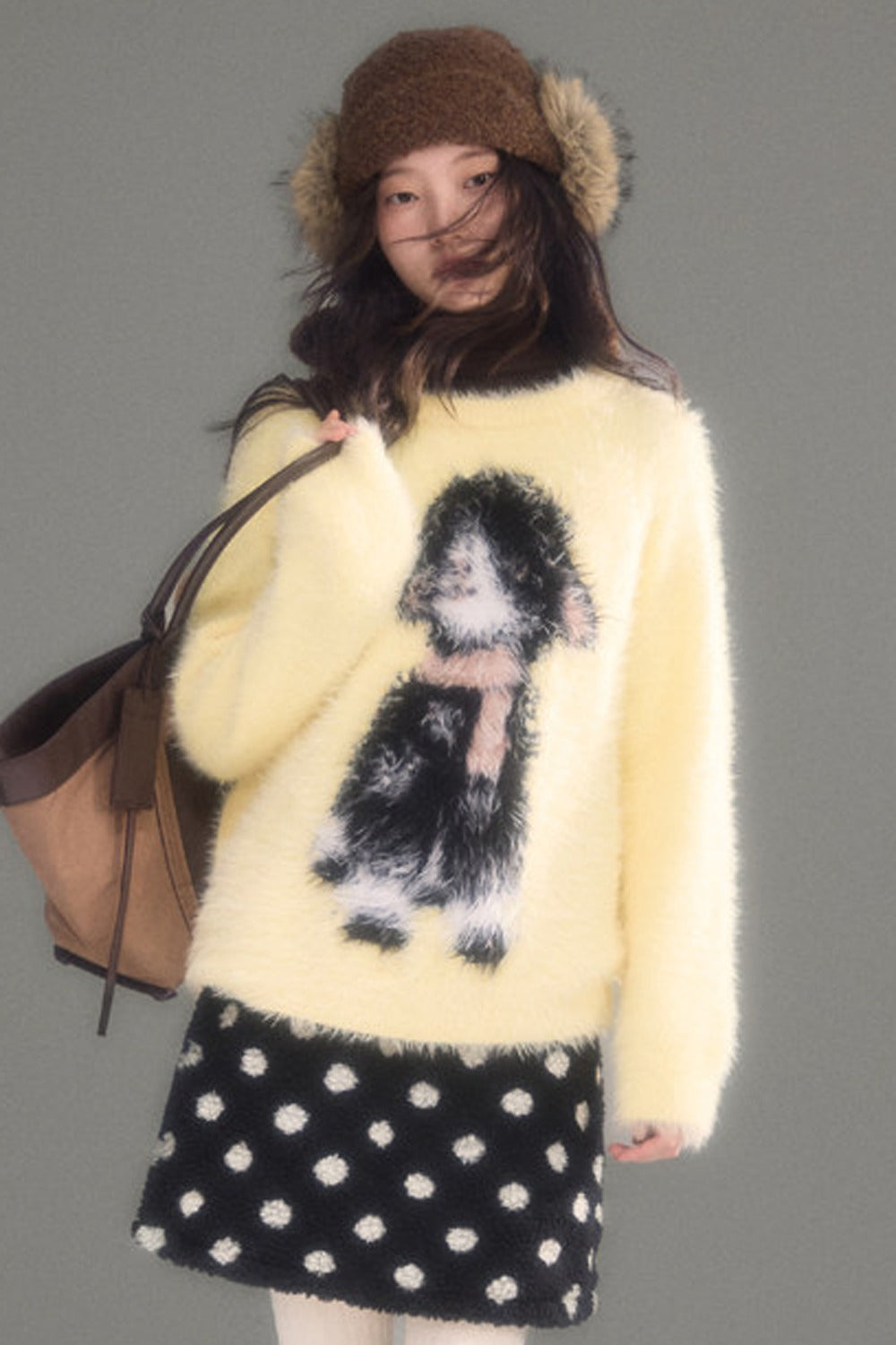 Eared Lamb Faux Mink Pullover Sweater