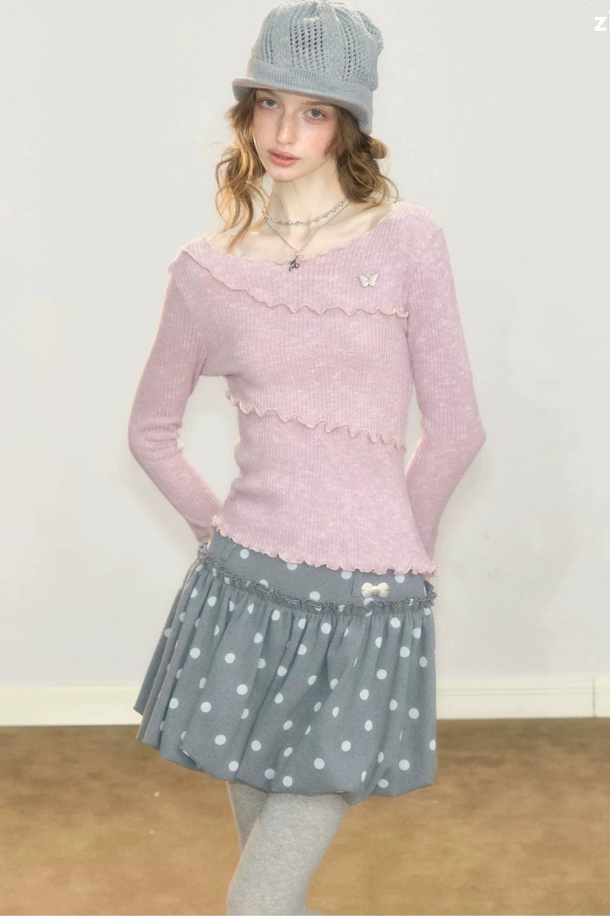 Pink Bell Sleeve Knit Top