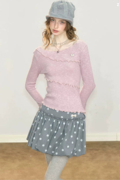 Pink Bell Sleeve Knit Top