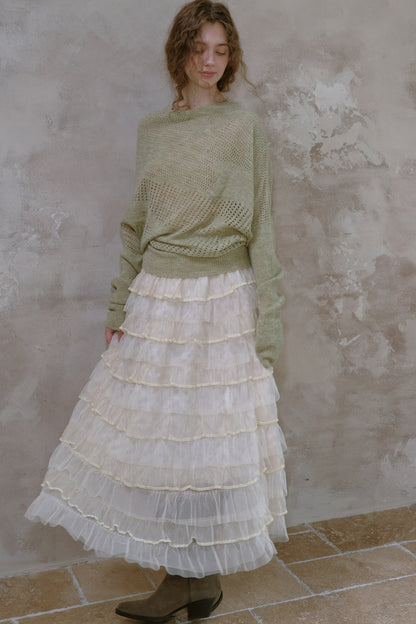 Off-Shoulder Wool Batwing Knit Top