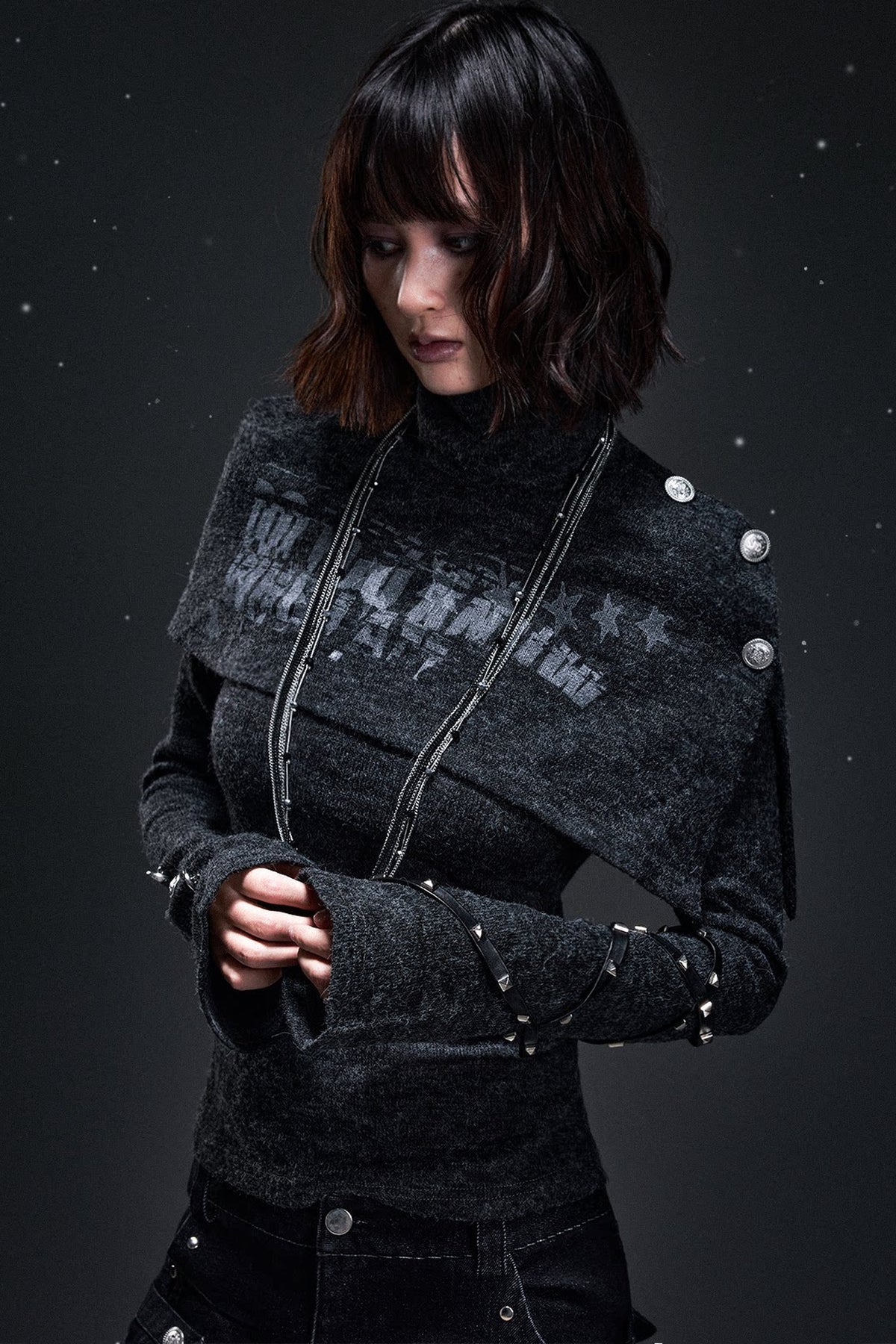 Punk Cape Shawl Knit Top
