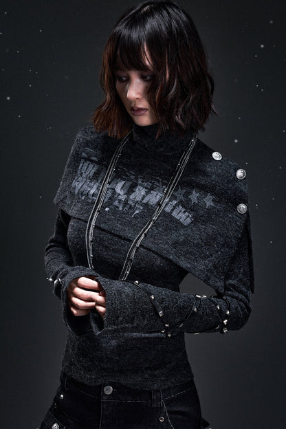 Punk Cape Shawl Knit Top