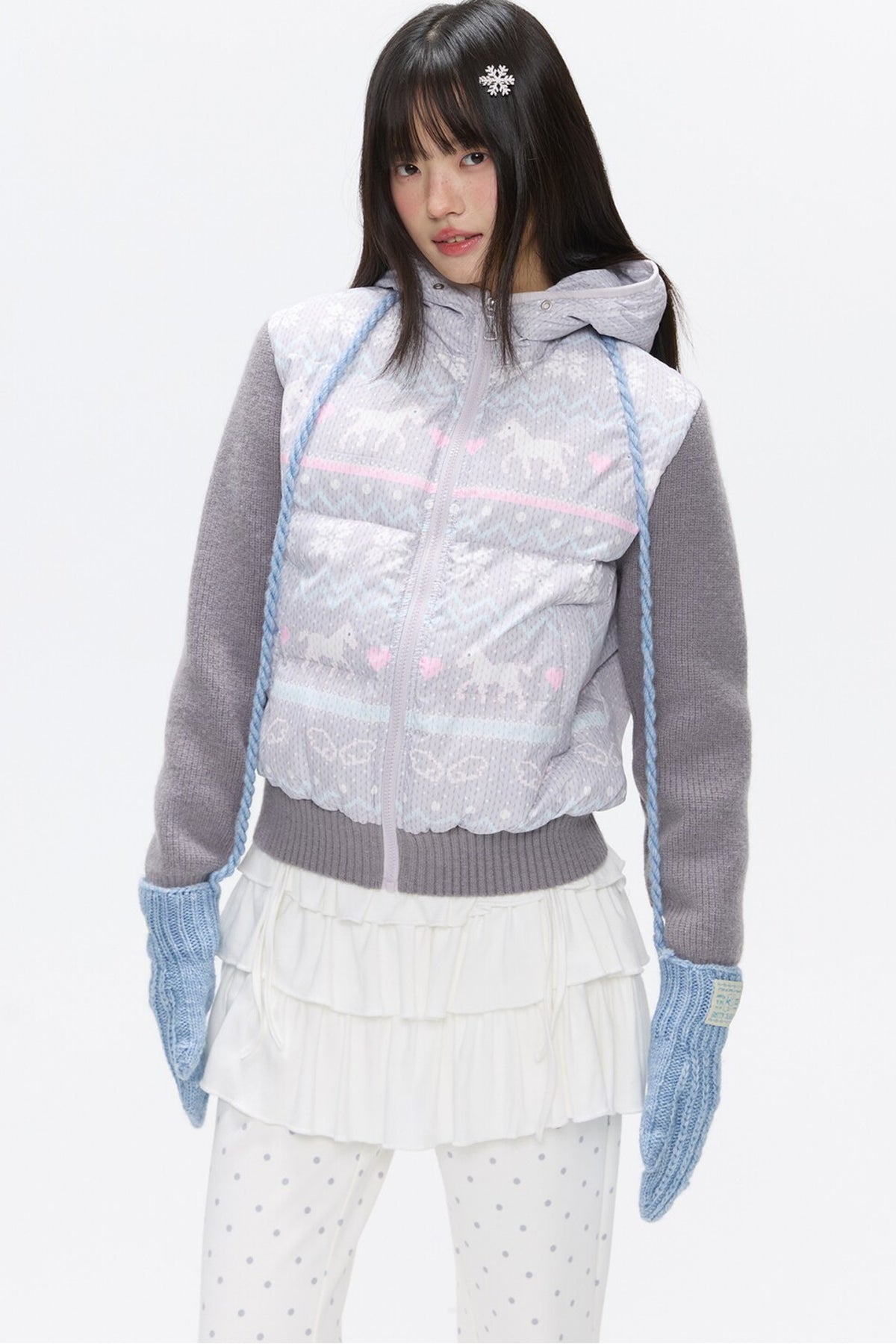 Fair Isle Sweater Down Coat