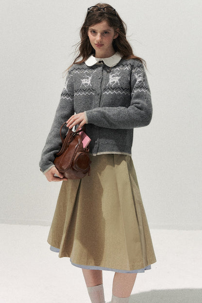 Deer Fair Isle Knit Cardigan