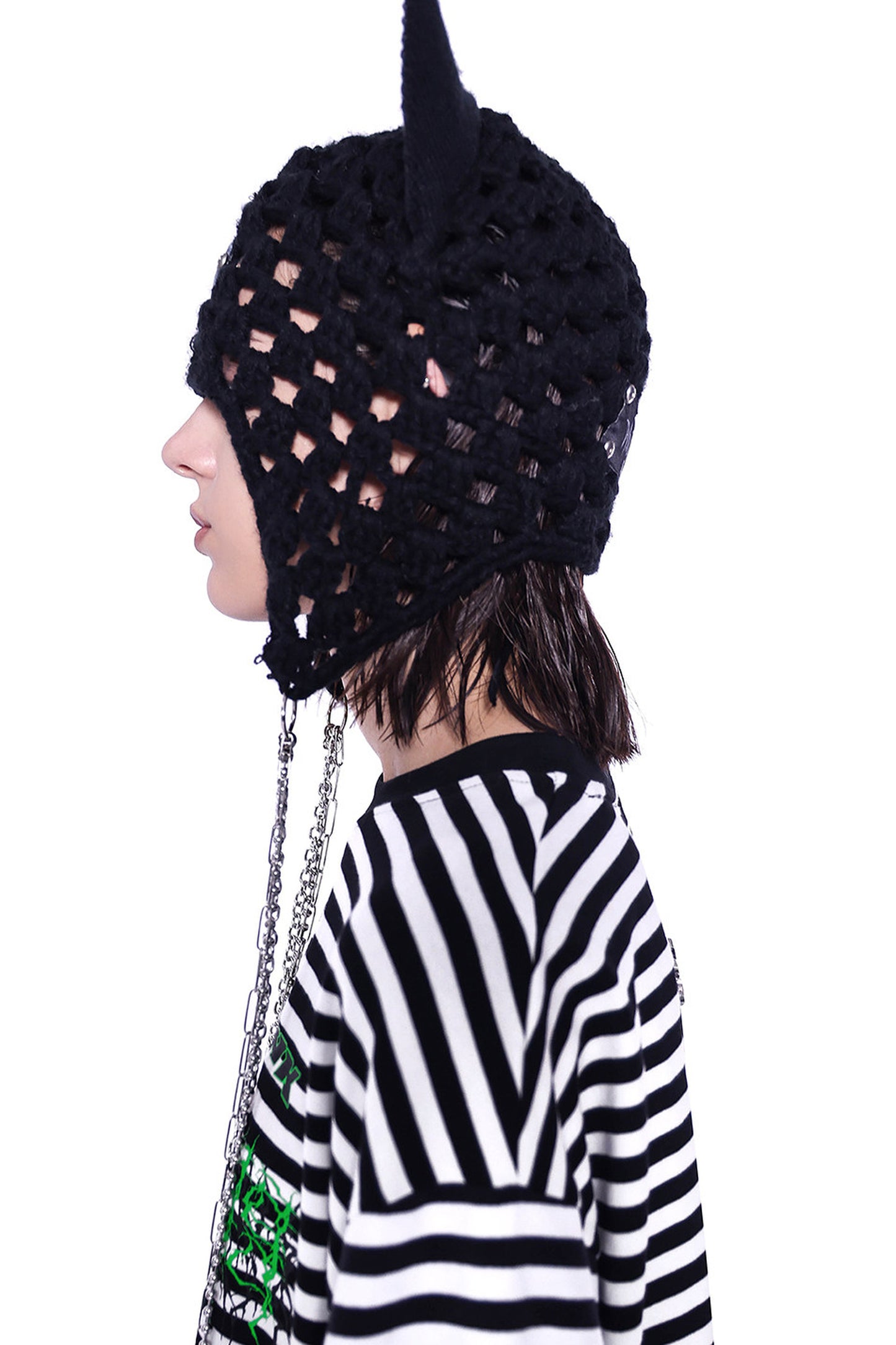 Cat Ear Wool Hat With Chain