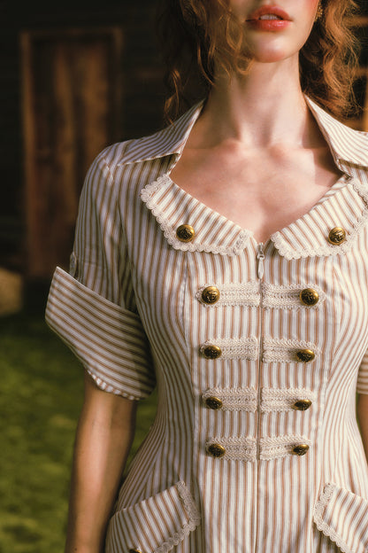 Long Striped Nautical Shirt Dress Set-Up