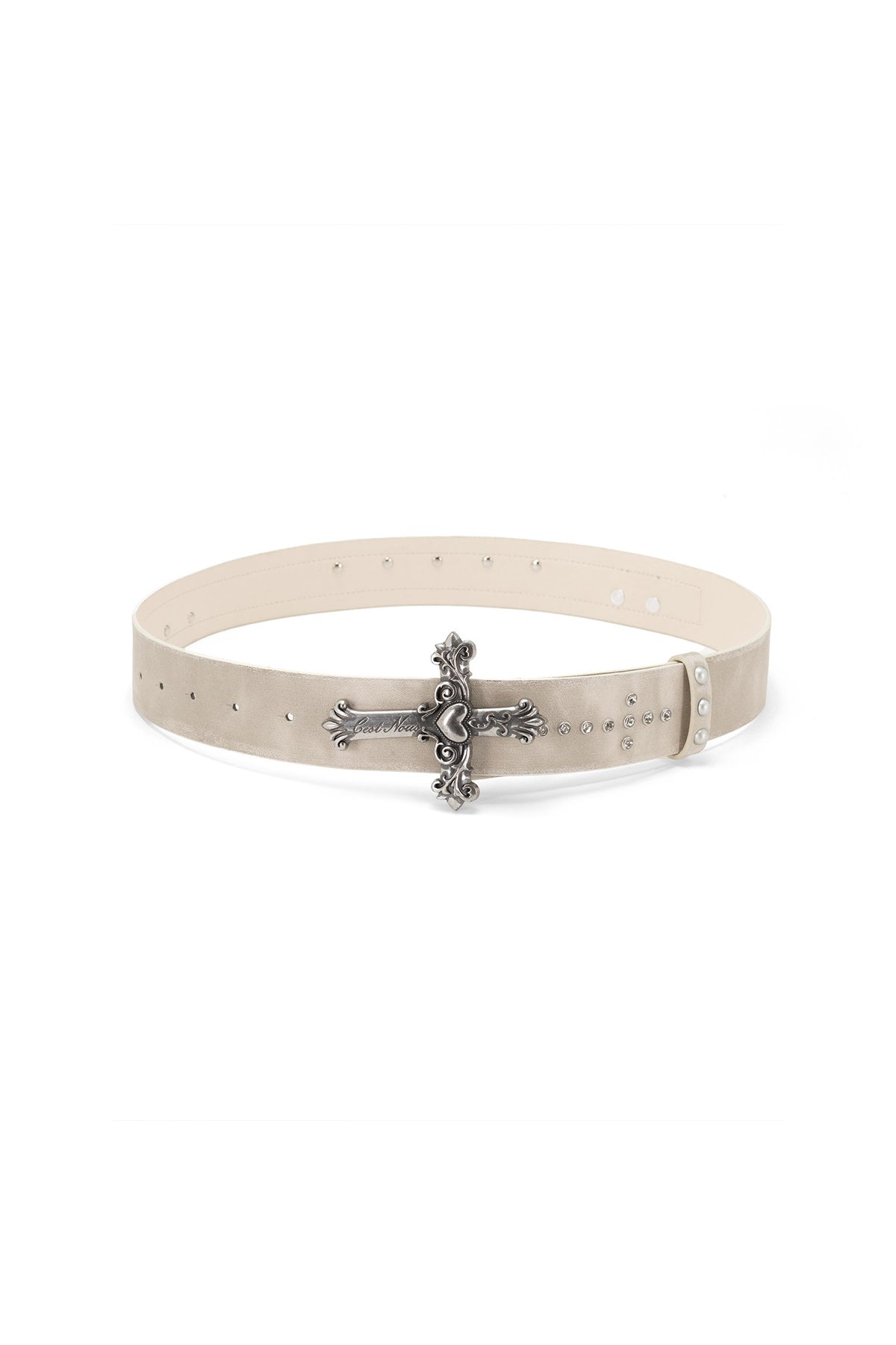 Carved Cross Studded Leather Belt