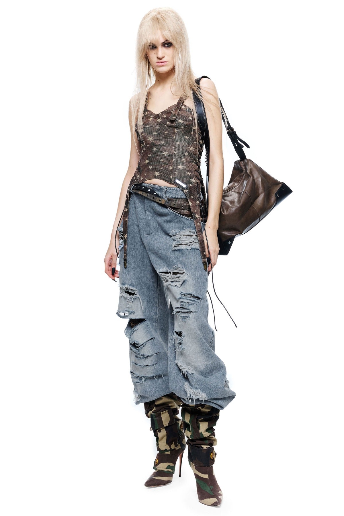 Handmade Distressed Patchwork Lining Denim Jeans