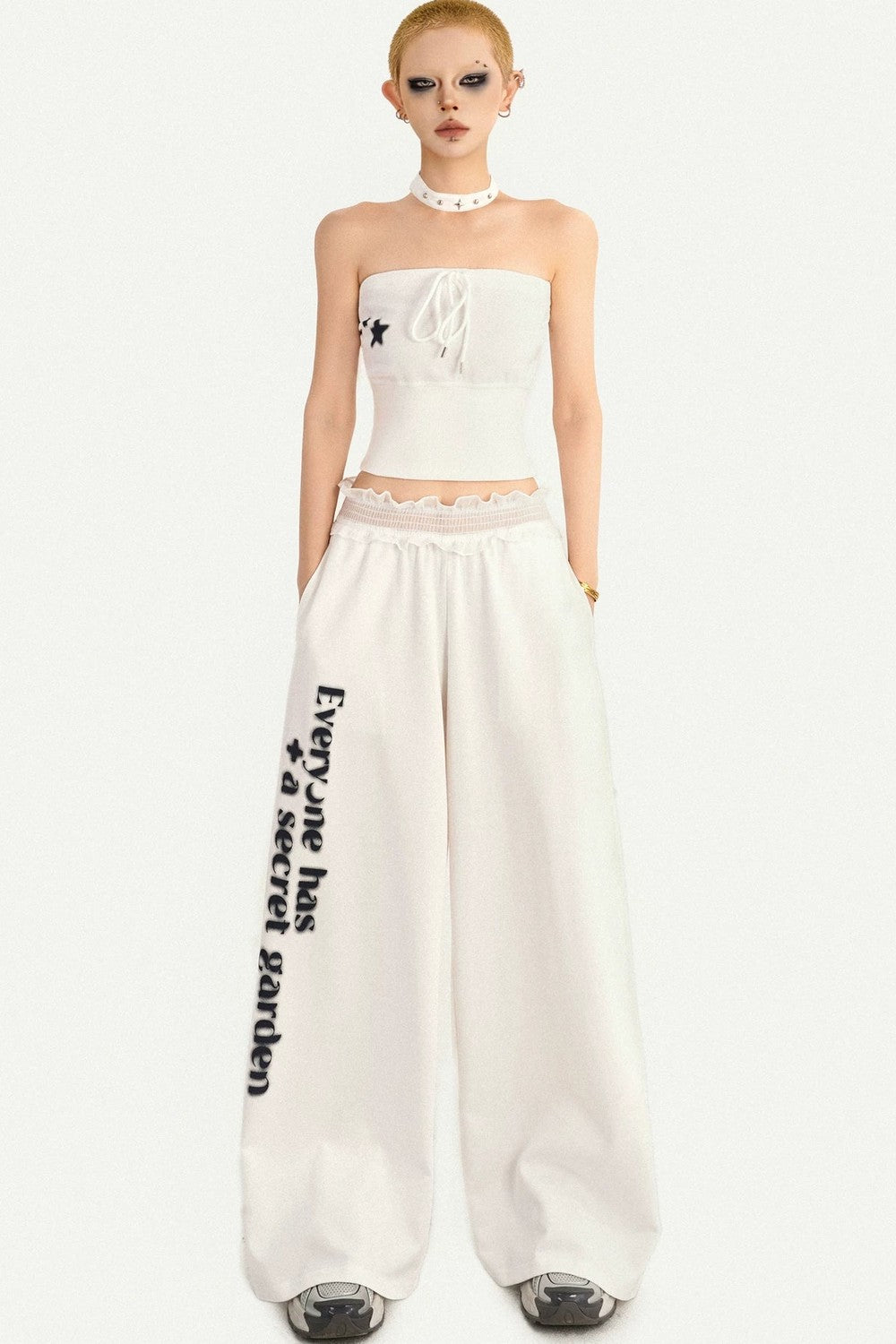Letter Print Wide-Leg Pants