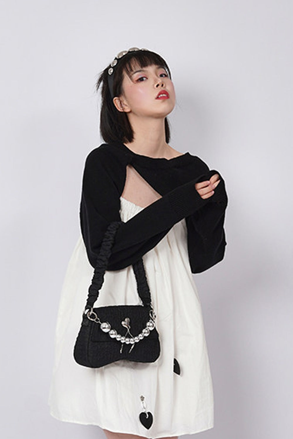 Pearl Pleated Crossbody Bag