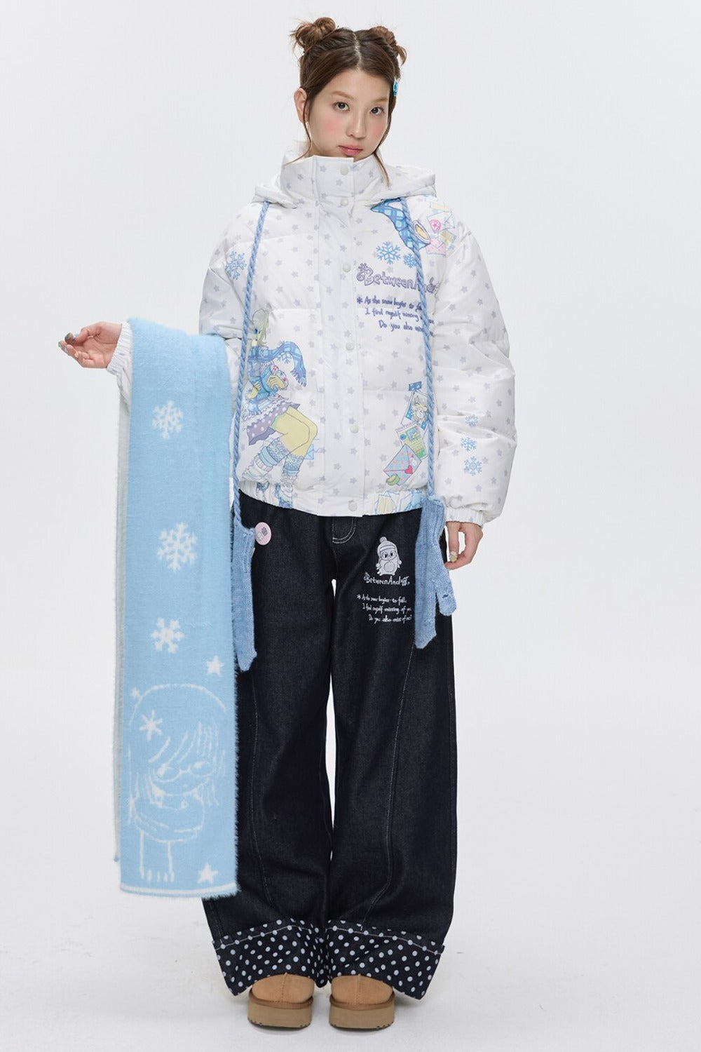 Star Polka Dot Hooded Down Jacket