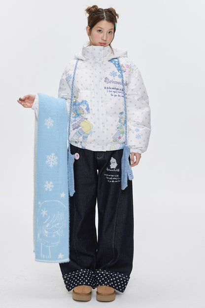 Star Polka Dot Hooded Down Jacket