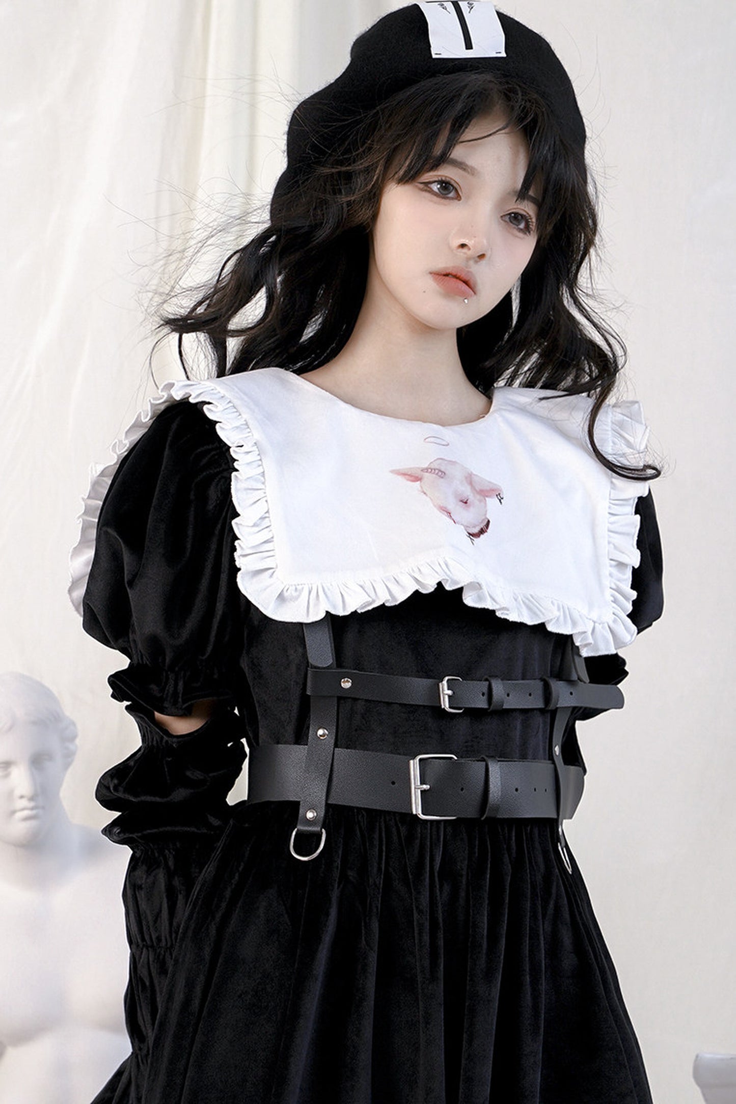 십자가 장미 울 베레모