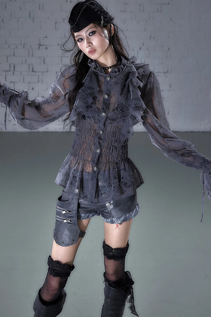 Lace Ruffle Collar Blouse