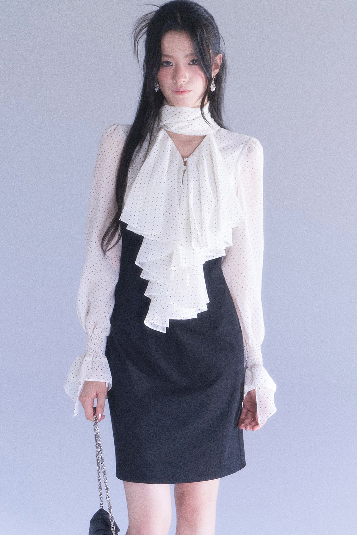 Polka High-Waisted Fishtail Dress