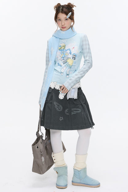 Octopus Grass Half-Turtleneck Top