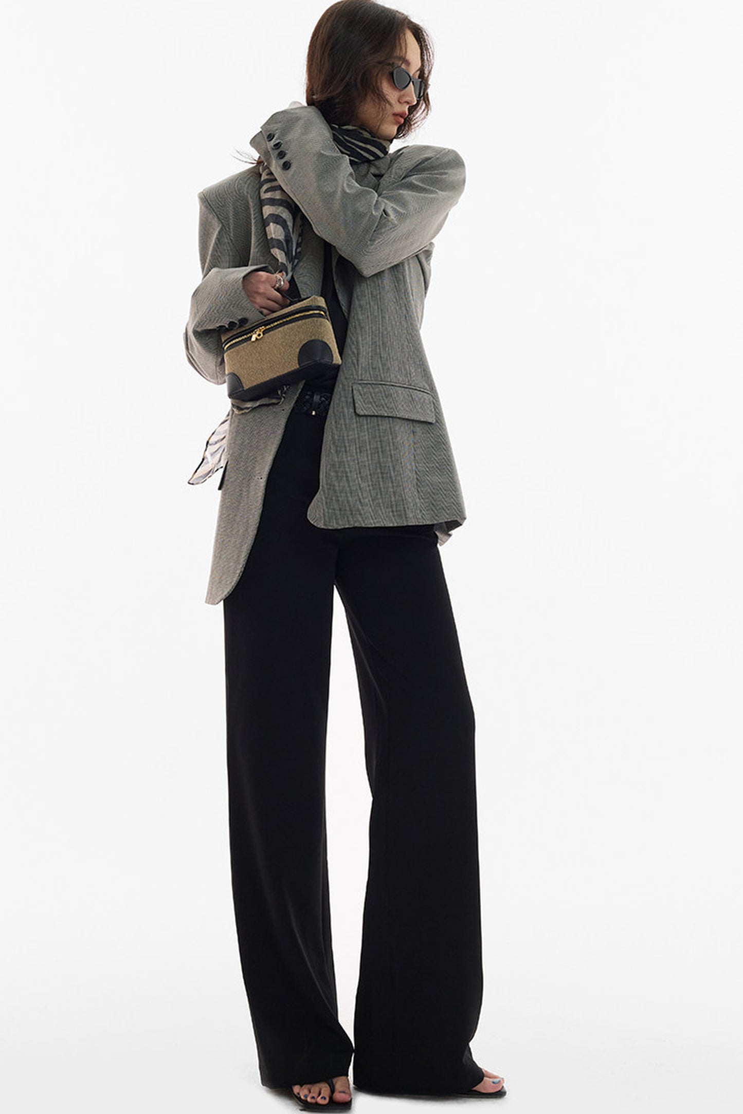 Straight-Leg Floor-Length Suit Pants