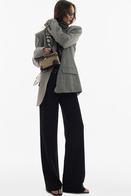 Straight-Leg Floor-Length Suit Pants