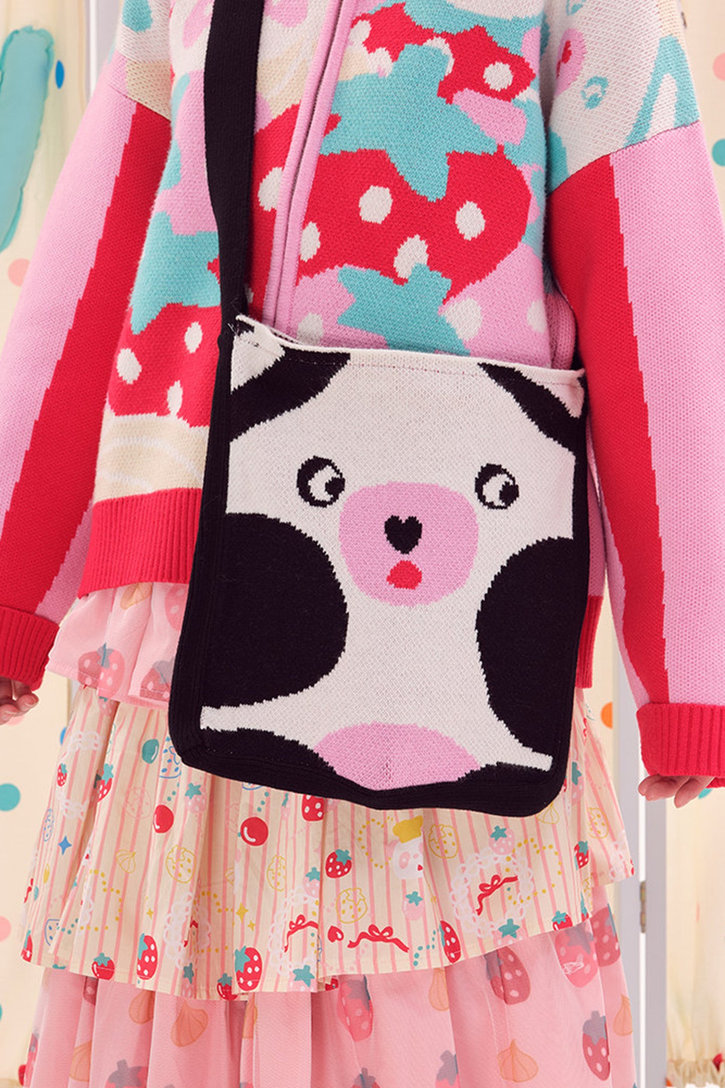 Double-Sided Knitted Panda Crossbody Bag