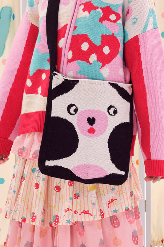 Double-Sided Knitted Panda Crossbody Bag